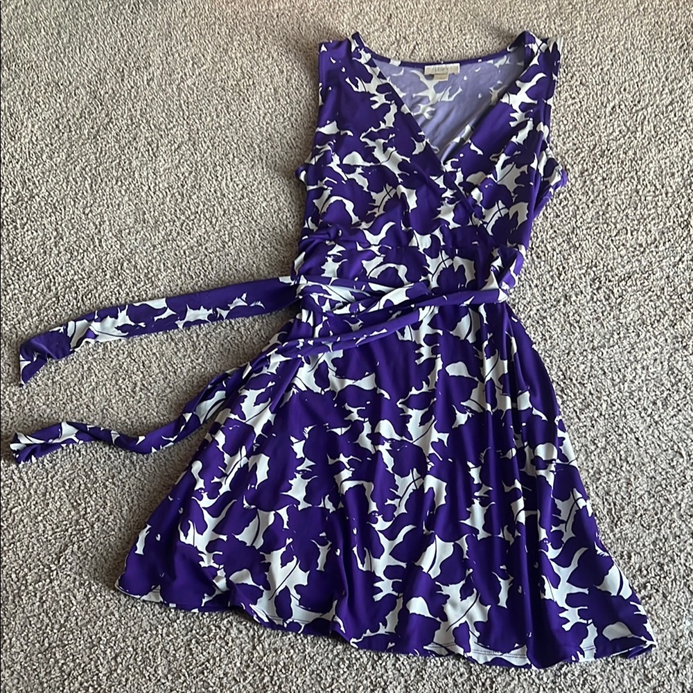 LOFT - Purple and White Wrap Dress